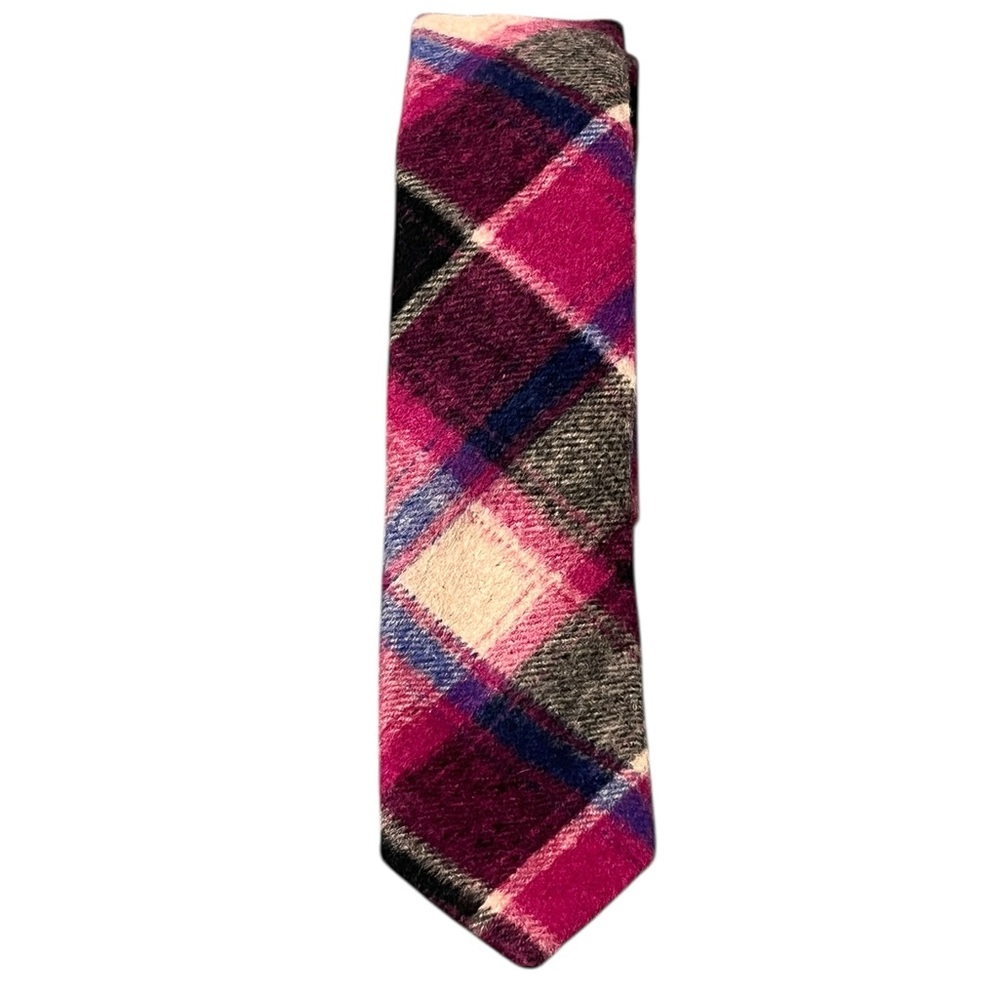 Penguin Flannel Skinny Tie Plaid Wool Blend Slim 2.25" Multicolor 59"